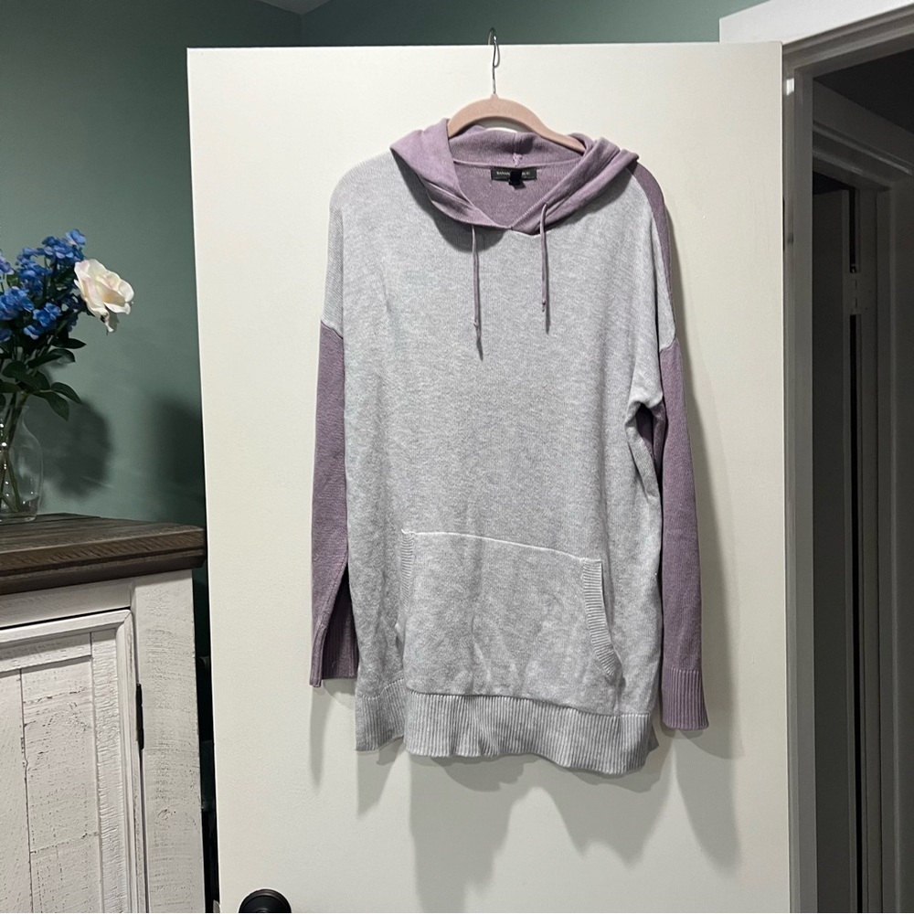 Banana Republic Women’s Purple & Gray Colorblock Hoodie Sweater - Size L